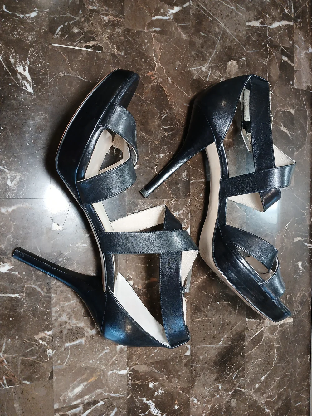 MICHAEL Michael Kors Black Strappy Leather Heeled Sandals